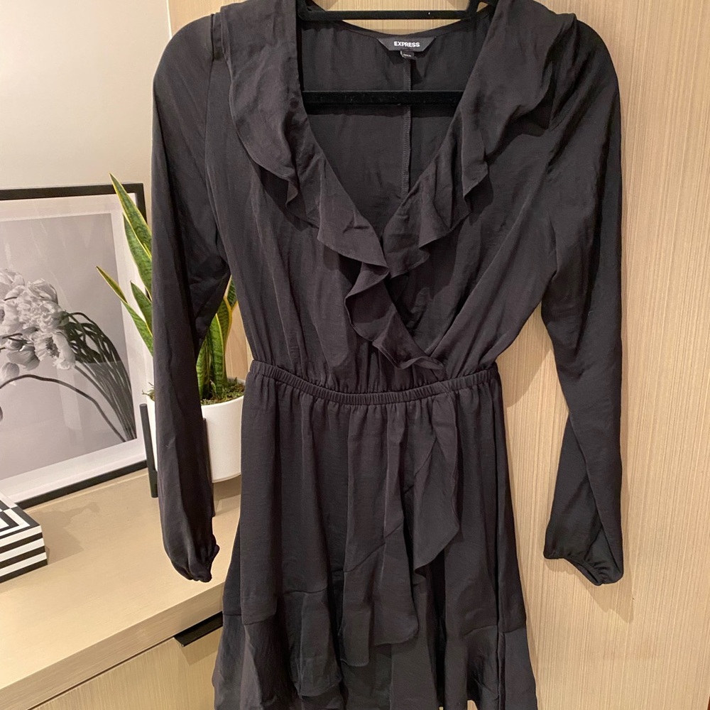 Express ruffle faux wrap dress